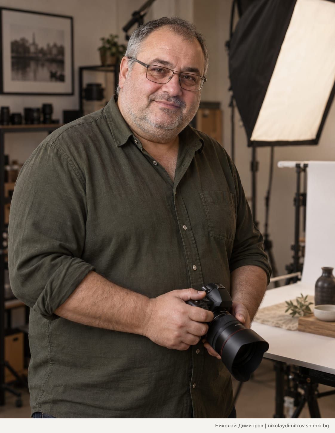 Николай Димитров — AI портрет на измислен фотограф, 53 години